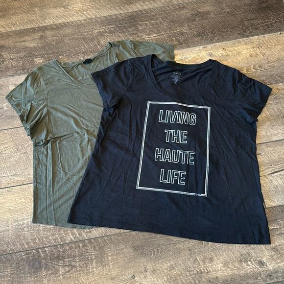 Bundle 2 Torrid T-Shirts Bundle of 2 Military Green Black Size 3X - Picture 2 of 16